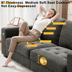 Hanherry 89" Sofa for Living Room, Modern Comfy Sofa with Medium Firm Seat Cushion, Removable Cover,Wide Armrest,USB/Type-C Port,Chenille Fabric Couches for Small Space,Apartment