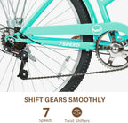 WEIZE Beach Cruiser Bike 26 inch Commuter Bicycle for Adult Men and Women 7-Speed/High-Carbon