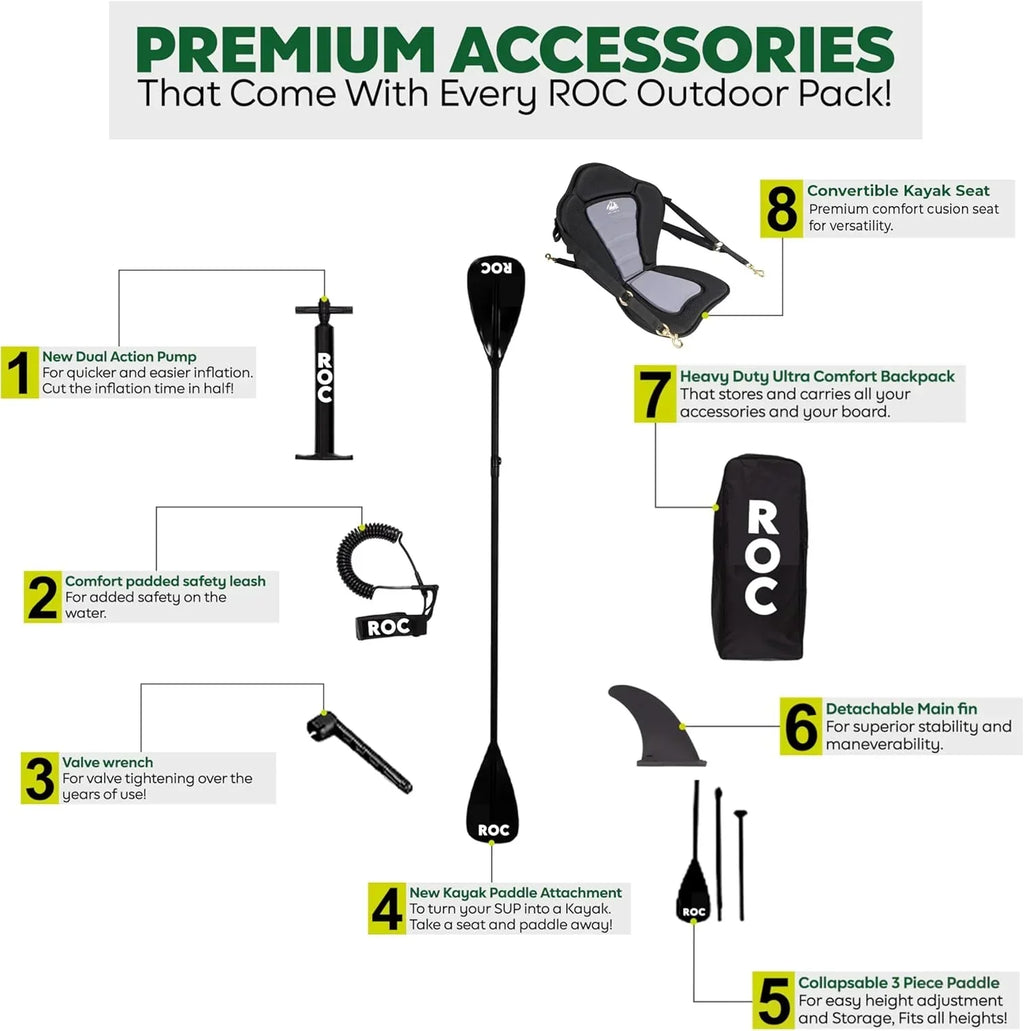 ROC inflatable stand-up paddle board SUP paddle board accessories Anti-slip comfortable deck