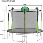 AOTOB 8FT 10FT 12FT 14 FT 15FT Trampoline with Safety Enclosure Net，Outdoor Trampoline with Basketball Hoop, Heavy Duty Jumping Mat and Spring Cover Padding for Kids and Adults, Storage Bag and Ladder