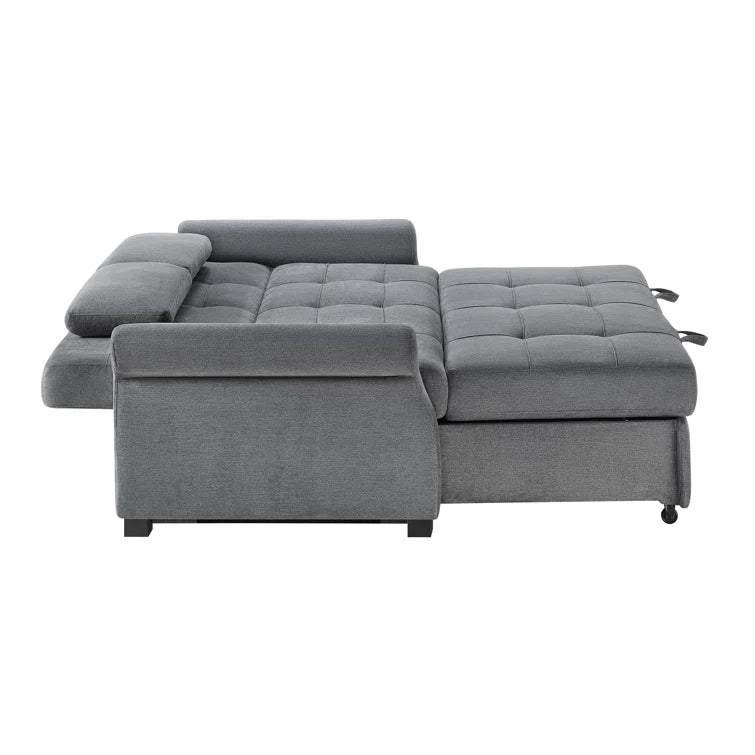 Serta Sabrina 73" Queen Rolled Arm Tufted Back Convertible Sleeper Sofa with Cushions (Dark Gray)