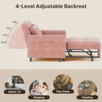 Sofa Bed Chair 3 in 1 Convertible Pullout Single Sleeper Chair Bed Spacious Multifunctional Sofa