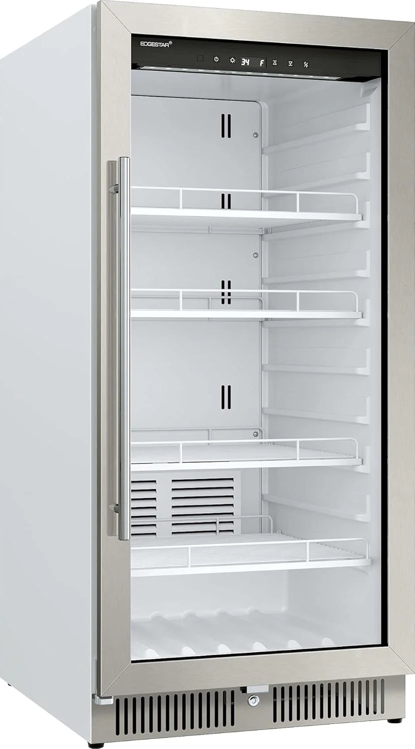 EdgeStar VBM101 22" Wide 10.1 Cu. Ft. Commercial Beverage Merchandiser ?C Stainless Steel, Temp Alarm, Reversible Door
