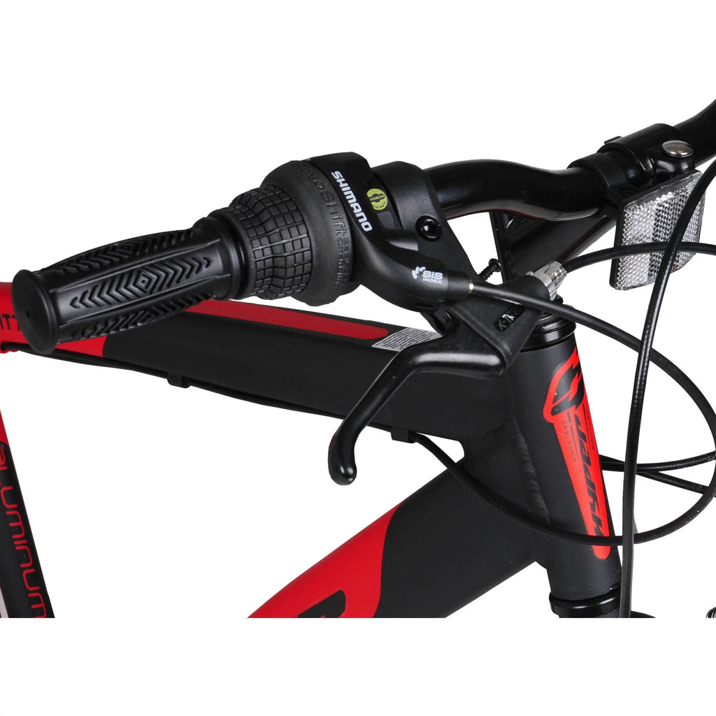 Hyper Bicycle 700c Men's Spin Fit Hybrid Bike, Black and Red