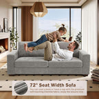 Hanherry 89" Sofa for Living Room, Modern Comfy Sofa with Medium Firm Seat Cushion, Removable Cover,Wide Armrest,USB/Type-C Port,Chenille Fabric Couches for Small Space,Apartment