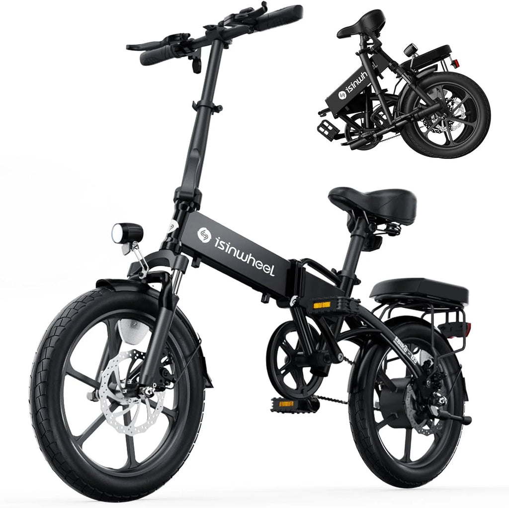 Electric Bike for Adults 500W Motor, 20 mph Folding Ebike, 14"/16"/20" Adults Electric Bicycles with Smart Uphill, 280.8Wh Battery, 25 Miles PAS Range, Mini E Bikes for Adults and Teens-isinwheel