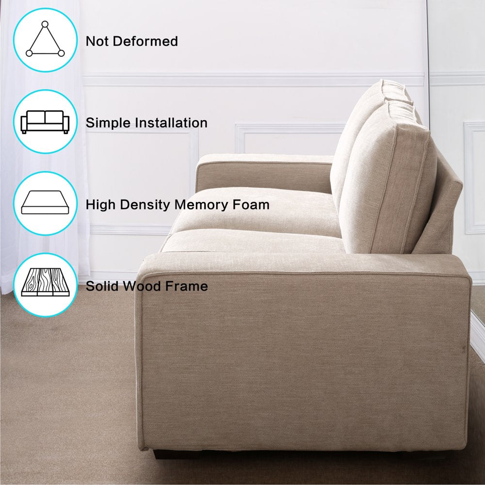 INGALIK 88.58" Modern Loveseat Sofa for Living Room, 3 Seater, Beige