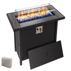 Walsunny 45" Propane Fire Pit Table 50,000 BTU Steel Gas Fire Pit with Lid and Lava Rock Rectangular