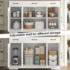 HOSTACK Buffet Cabinet with Drawers, 55" Large Sideboard Buffet Storage Cabinet with Shelves and Doors, Modern Farmhouse Coffee Bar Station Wood Kitchen Table for Kitchen, Dining Room, White/Rustic