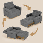 Sofa Bed Chair 3 in 1 Convertible Pullout Single Sleeper Chair Bed Spacious Multifunctional Sofa