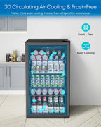 Beverage Refrigerator Cooler 126 Can Mini Fridge Glass Door for Drinks Soda Beer Wine Refrigerator