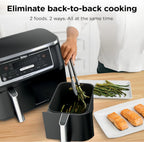Ninja Foodi 10QT 6-in-1 DualZone Smart XL Air Fryer, 2 Independent 5QT Baskets, Smart Cook Thermometer, Match Cook, Smart Finish, Air Fry, Roast, Bake, Dehydrate, Reheat, Grey, DZ550