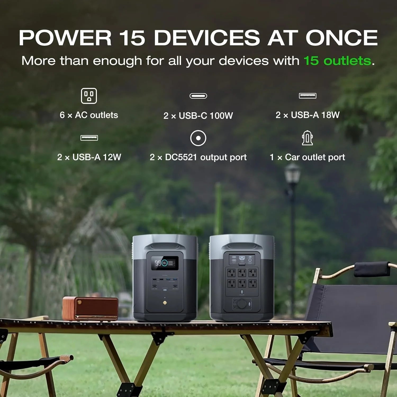 Portable Power Station DELTA 2 Max, 2400W LFP Solar Generator, Full Charge in 1 Hr, 2048Wh Solar Powered Generator for Home Backup(Solar Panel Optional)