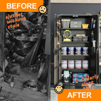 GangMei 72 in Metal Garage Storage Cabinet with Wheels and Pegboard, Black Tall Rolling Tool Cabinet with 4 Adjustable Shelves