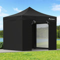 ALFORDSON 3x3m Adjustable Gazebo with Carry Bag & Accessories, Black Steel Frame Outdoor Shelter