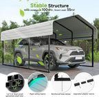 10'x15' Heavy Duty Metal Carport Outdoor Garage Car Shelter Shade with Heavier Frame
