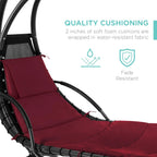 Best Choice Products Outdoor Hanging Curved Steel Chaise Lounge Chair Swing w/Built-in Pillow and Removable Canopy - Teal