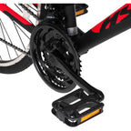 Hyper Bicycle 700c Men's Spin Fit Hybrid Bike, Black and Red