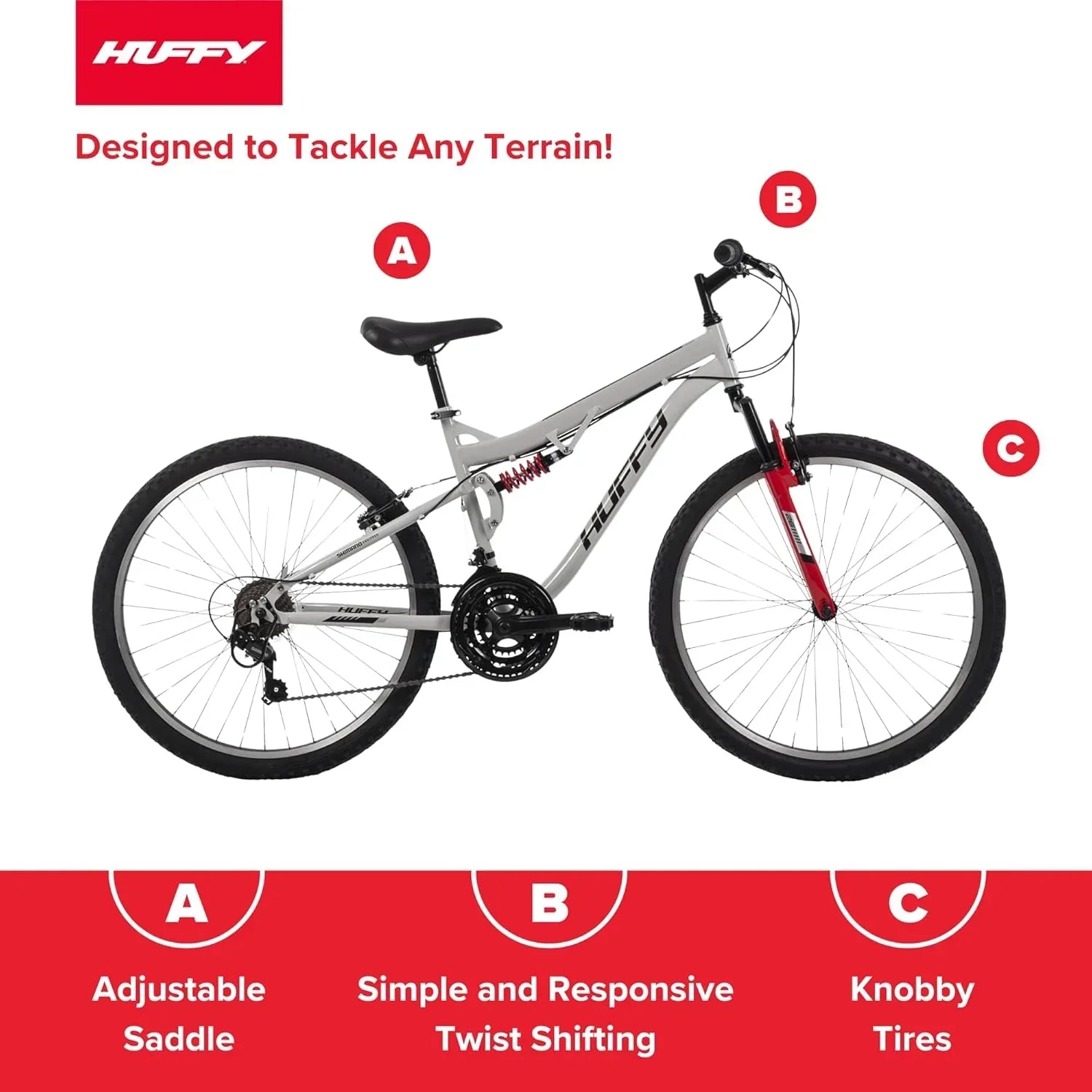 Huffy Stone Mountain Hardtail Mountain Bike for Boys/Girls/Men/Women 20"/24"/26" Sizes