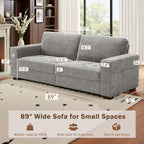 Hanherry 89" Sofa for Living Room, Modern Comfy Sofa with Medium Firm Seat Cushion, Removable Cover,Wide Armrest,USB/Type-C Port,Chenille Fabric Couches for Small Space,Apartment