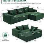 110 Cloud Sectional Couch, Boneless Sofa for Living Room Modular Sectional Sofa with Deep Seat