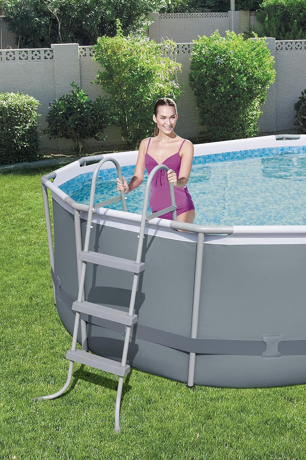 Power Steel 14' x 8'2" x 39.5" Oval Above Ground Pool Set Includes 530gal Filter Pump Ladder