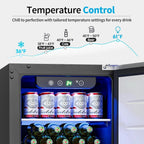 Beverage Refrigerator Cooler 126 Can Mini Fridge Glass Door for Drinks Soda Beer Wine Refrigerator