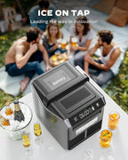Nugget Ice Maker Countertop, Silonn Chewable Pellet Ice Machine with Self-Cleanin Function, 33lbs/24H Portable Ice Makers for Home Kitchen Officce, Black