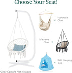 Best Choice Products Metal Hanging Hammock C-Stand for Chair/Weather-Resistant Finish, Offset Base - Stand Only - Black