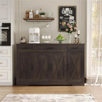 HOSTACK Buffet Cabinet with Drawers, 55" Large Sideboard Buffet Storage Cabinet with Shelves and Doors, Modern Farmhouse Coffee Bar Station Wood Kitchen Table for Kitchen, Dining Room, White/Rustic
