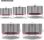 AOTOB 8FT 10FT 12FT 14 FT 15FT Trampoline with Safety Enclosure Net，Outdoor Trampoline with Basketball Hoop, Heavy Duty Jumping Mat and Spring Cover Padding for Kids and Adults, Storage Bag and Ladder