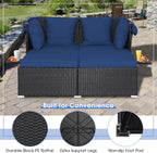 RELAX4LIFE Patio Outdoor Daybed with Canopy Wicker Sunbed Cushions 4 Pillows