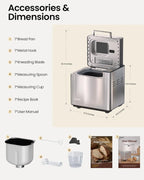 25-in-1 Bread Maker with Automatic Dual Dispenser 2-Pound Stainless Steel Bread Maker