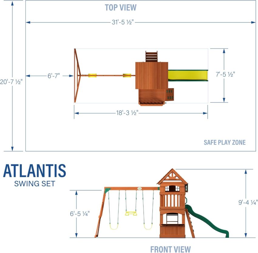 Backyard Discovery Atlantis Cedar Wood Swing Set with Clubhouse and Slide