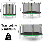 AOTOB 8FT 10FT 12FT 14 FT 15FT Trampoline with Safety Enclosure Net，Outdoor Trampoline with Basketball Hoop, Heavy Duty Jumping Mat and Spring Cover Padding for Kids and Adults, Storage Bag and Ladder