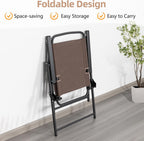Vongrasig 6 Piece Folding Patio Dining Set Small Metal Outdoor Garden Patio Table and Chair Set