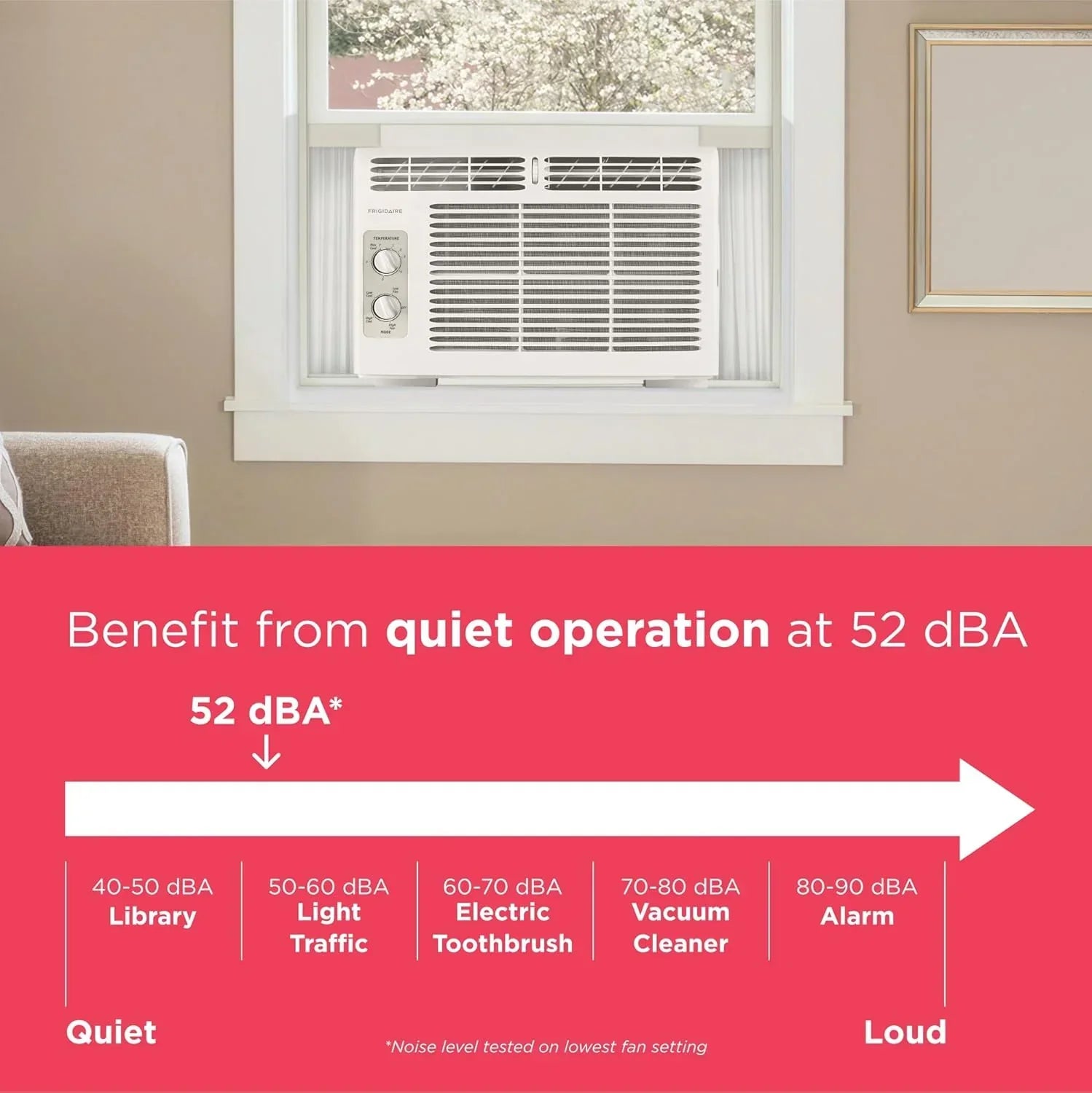 Frigidaire 5,000 BTU Window Air Conditioner Remote Control Cools Up to 150 Sq. Ft. Quiet Operation