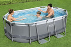 Power Steel 14' x 8'2" x 39.5" Oval Above Ground Pool Set | Includes 530gal Filter Pump, Ladder, ChemConnect Dispener