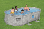 Power Steel 14' x 8'2" x 39.5" Oval Above Ground Pool Set | Includes 530gal Filter Pump, Ladder, ChemConnect Dispener