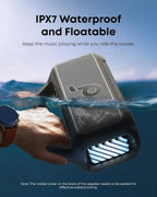 Outdoor Speaker, 80W, Subwoofer, BassUp 2.0, 24H Playtime, IPX7 Waterproof, Floatable, RGB Lights, USB-C, Custom EQ, Bluetooth 5.3, Portable for Camping, Beach, and Backyard