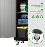 Aobabo 73''H Metal Garage Storage Cabinet with Wheels,Steel Cabinets with 2 Doors and 4 Adjustable Shelves for Home Office,Required Assembly,Black