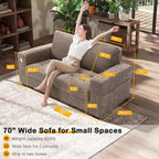 Hanherry 89" Sofa for Living Room, Modern Comfy Sofa with Medium Firm Seat Cushion, Removable Cover,Wide Armrest,USB/Type-C Port,Chenille Fabric Couches for Small Space,Apartment