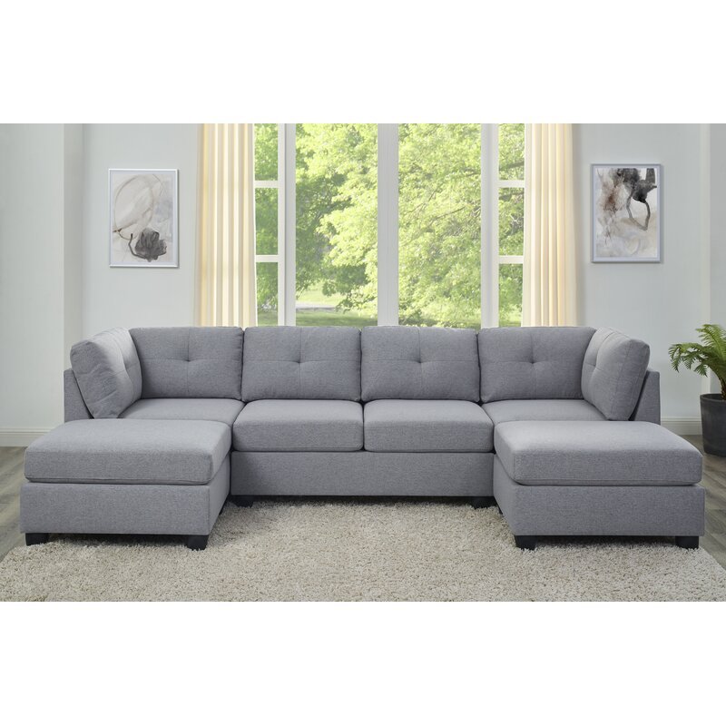 Chenault 92&prime;&prime; Wide Reversible Modular Sofa &amp; Chaise With Ottoman
