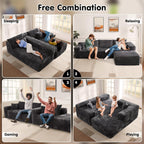 ovios 104" Cloud Sectional Couch with L-Shape Chaise,Modern Modular Sofa with Deep Seat, Upholstered Couches for Living Room Bedroom,No Assembly Required, Black (Corduroy Fabric)