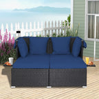 RELAX4LIFE Patio Outdoor Daybed with Canopy Wicker Sunbed Cushions 4 Pillows