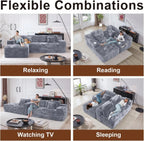 Cloud Sectional Couch with L-Shape Chaise, Modern Modular Sofa with Deep Seat, Built-in Cup Holder & Storage Pocket for Living Room Bedroom, No Assembly Required (Dark Gray, Left Sitting Chaise)