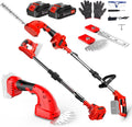 Lmozim 21V Cordless Mini Hedge Trimmer and Grass Shear with 5ft Extension, 8-inch Blade and Extra Battery