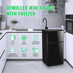 2.4 Cu.Ft Mini Fridge with Freezer Double Door Small Tiny Size Refrigerator with 7 Control Knob