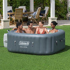 Coleman SaluSpa Atlantis AirJet 4 to 6 Person Inflatable Hot Tub Square Portable Outdoor Spa with 140 Soothing Jets with Cover, Blue