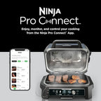 Premium XL Outdoor Grill & Smoker, Bluetooth, App Enabled, 7-in-1 Master Grill, BBQ Smoker, Outdoor Air Fryer, Woodfire Technology, 2 Built-In Thermometers, Black